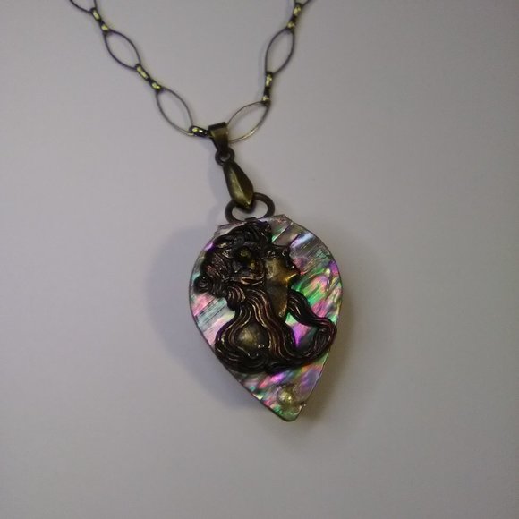 Magnifying Glass Bronze Tone Vintage Style Art Nouveau Lady Face Mother … - Picture 10 of 12